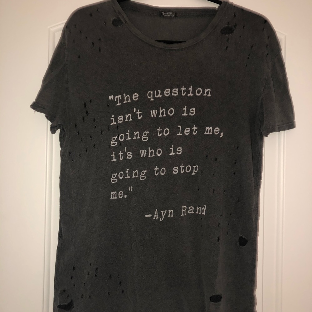 Brandy Melville Ayn Rand Distressed Tee